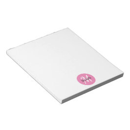 Roze en witte eenvoudige monogram klassieke rendie notitieblok