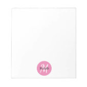 Roze en witte eenvoudige monogram klassieke rendie notitieblok (Voorkant)