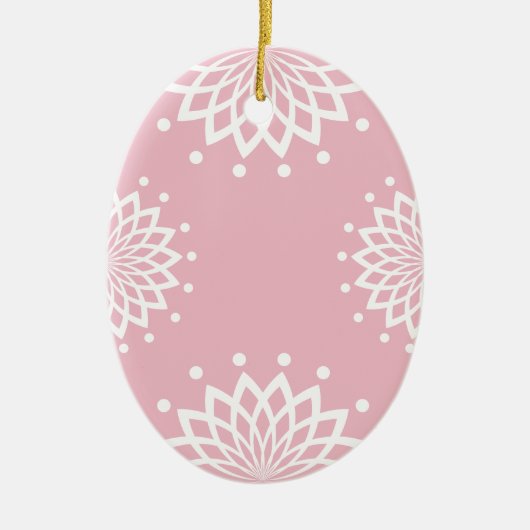 Roze en witte eenvoudige Pasen Keramisch Ornament (Voorkant)
