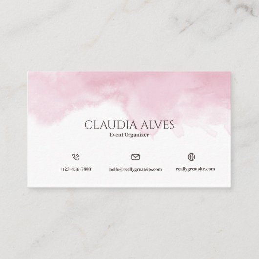 Roze en witte eenvoudige Waterverf Visitekaartje (Achterkant)