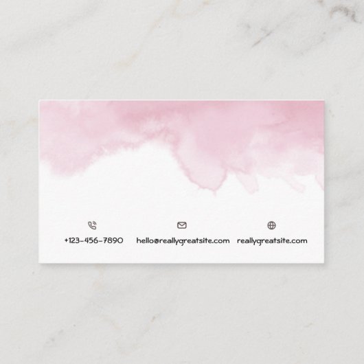 Roze en witte eenvoudige Waterverf Visitekaartje Informatiekaartje (Achterkant)