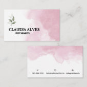 Roze en witte eenvoudige Waterverf Visitekaartje Informatiekaartje (Voorkant / Achterkant)