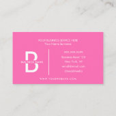 Roze en witte elegant monogram Modern Professional Visitekaartje (Achterkant)