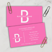 Roze en witte elegant monogram Modern Professional Visitekaartje