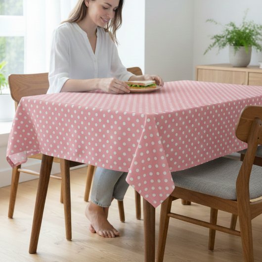 Roze en witte elegante tafelkleed met patroon
