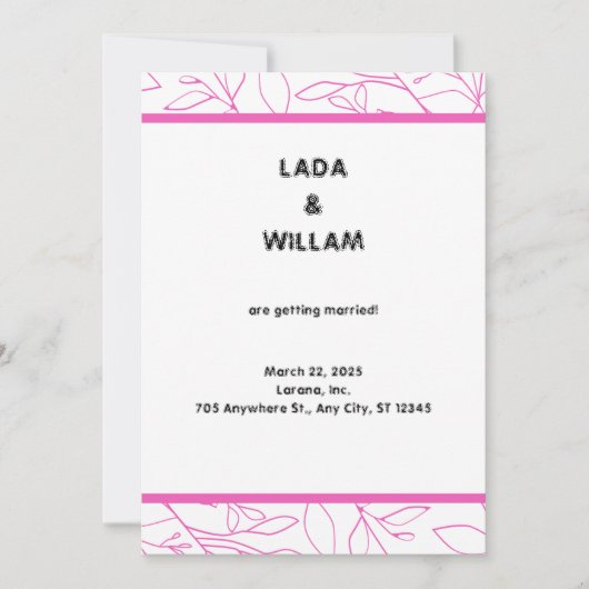 Roze en witte esthetische huwelijksuitnodiging kaart (Voorkant)