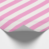 Roze en witte extra grote stripe patroon cadeaupapier (Hoek)