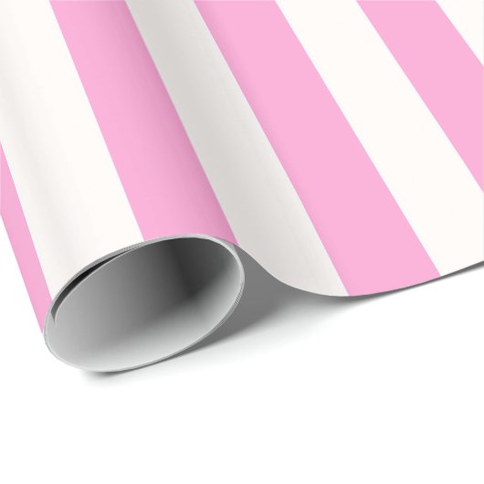 Roze en witte extra grote stripe patroon cadeaupapier (Rol Hoek)