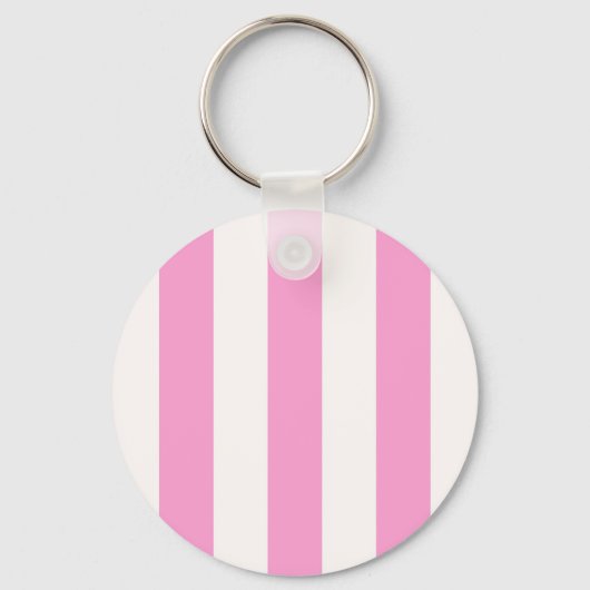 Roze en witte extra grote stripe patroon sleutelhanger (Voorkant)