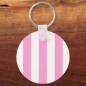 Roze en witte extra grote stripe patroon sleutelhanger (Voorkant)