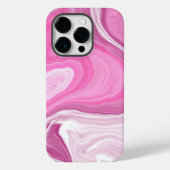 Roze en witte faux marmer Case-Mate iPhone case (Achterkant)