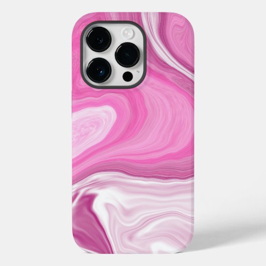 Roze en witte faux marmer Case-Mate iPhone case (Achterkant)
