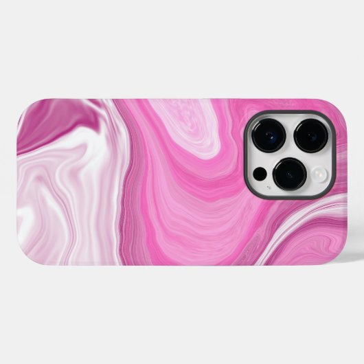 Roze en witte faux marmer Case-Mate iPhone case (Achterkant (horizontaal))