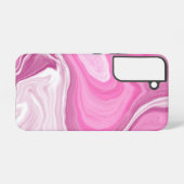 Roze en witte faux marmer samsung galaxy hoesje (Achterkant horizontaal)