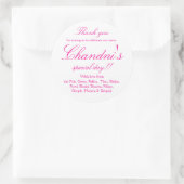 Roze en witte favor bedankstickers ronde sticker (Tas)