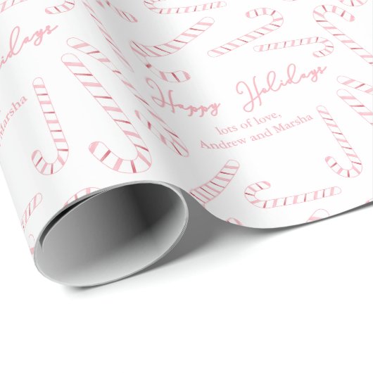 Roze en witte Feestdagen met kerstmis Cadeaupapier (Rol Hoek)