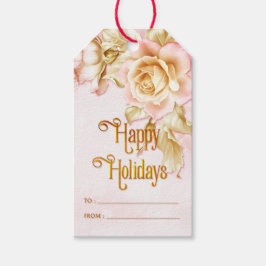 Roze en witte feestdagen Rozen Prettige feestdagen Cadeaulabel