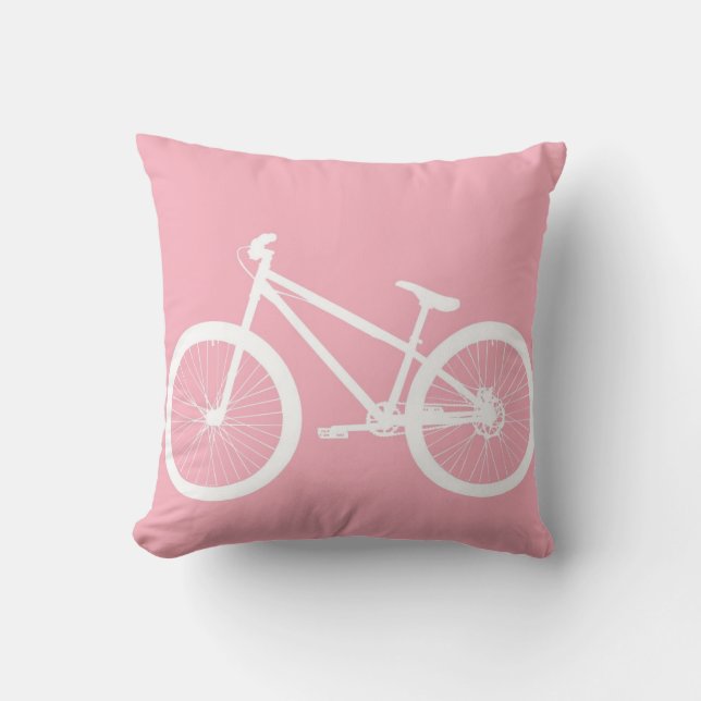 Roze en witte  fietsenpiloot kussen (Voorkant)