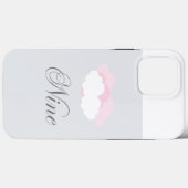 Roze en witte fijne wolken met tekst negen Case-Mate iPhone case (Achterkant (horizontaal))