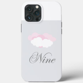 Roze en witte fijne wolken met tekst negen Case-Mate iPhone case