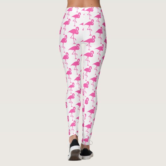 Roze en witte flamingo Leggings (Achterkant)
