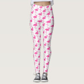 Roze en witte flamingo Leggings (Voorkant)