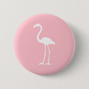 Roze en witte flamingo ronde button 5,7 cm