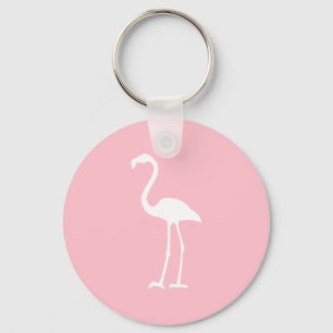 Roze en witte flamingo sleutelhanger