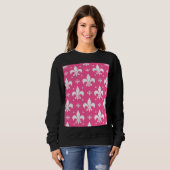 Roze en Witte Fleur-de-lis Ontwerp Trui (Voorkant volledig)