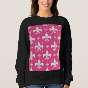 Roze en Witte Fleur-de-lis Ontwerp Trui