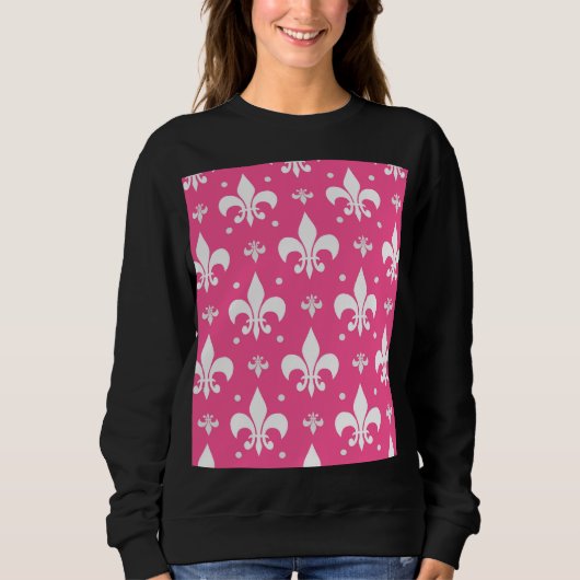 Roze en Witte Fleur-de-lis Ontwerp Trui (Voorkant)