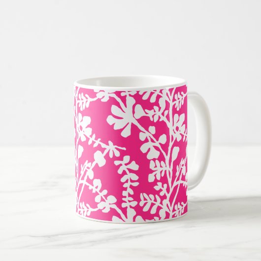 Roze en witte flora, herstellend patroon koffiemok (Voorkant rechts)