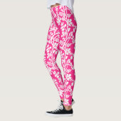 Roze en witte flora, herstellend patroon leggings (Links)