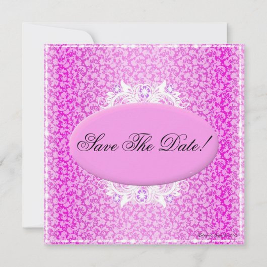 Roze en witte flora sparen de Uitnodiging van de D (Voorkant)