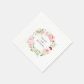 Roze en witte Floral Aangepaste bruiloft Servet (Hoek)