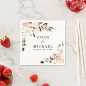 Roze en witte Floral Aangepaste bruiloft Servet (Insitu)