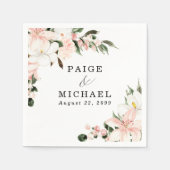 Roze en witte Floral Aangepaste bruiloft Servet (Voorkant)