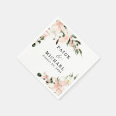 Roze en witte Floral Aangepaste bruiloft Servet (Hoek)