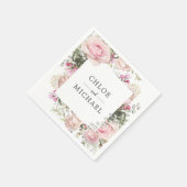 Roze en witte Floral Aangepaste bruiloft Servet (Hoek)