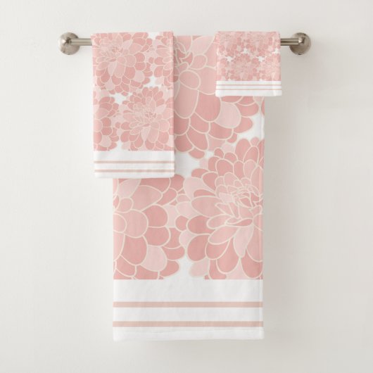 Roze en witte Floral Bad Handdoek (Insitu)