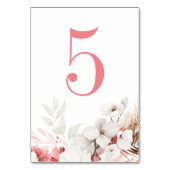 Roze en witte Floral Boho Elegant Table Number Kaart (Achterkant)