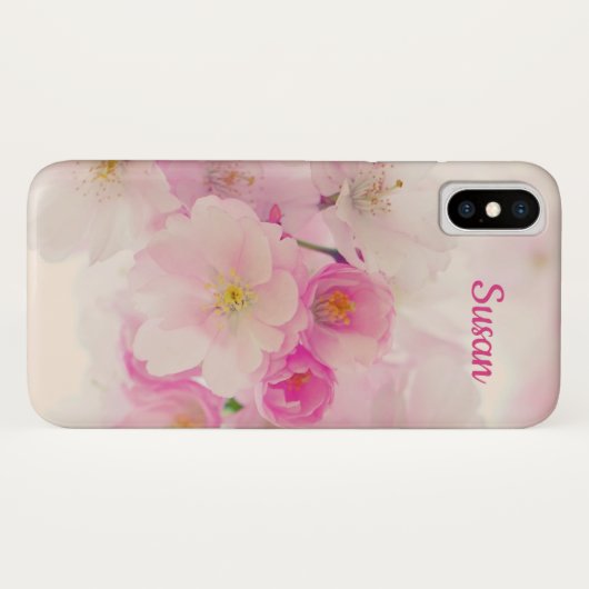 Roze en witte Floral Case-Mate iPhone Case (Achterkant (horizontaal))
