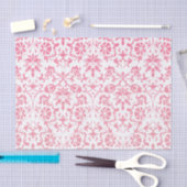Roze en witte Floral Damask Tissuepapier (Craft)