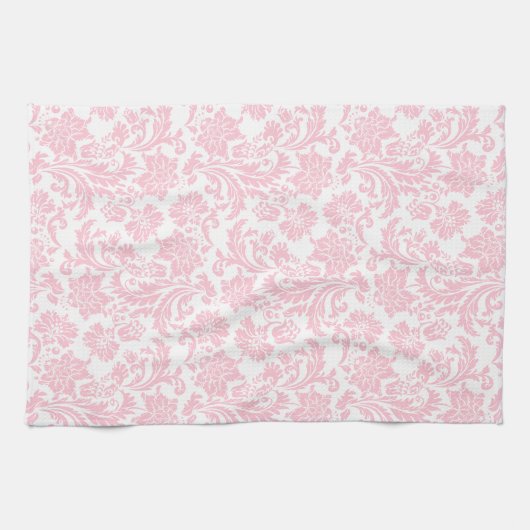 Roze en witte  Floral Damaskers Theedoek (Horizontaal)