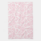 Roze en witte Floral Damaskers Theedoek (Verticaal)