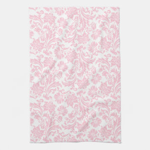 Roze en witte  Floral Damaskers Theedoek