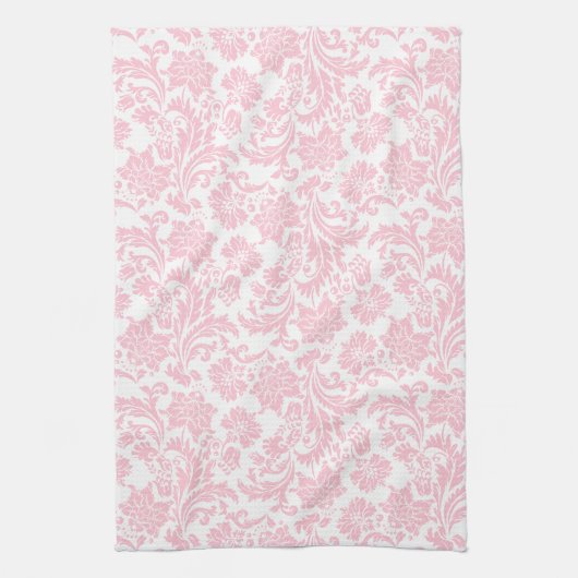 Roze en witte  Floral Damaskers Theedoek (Verticaal)