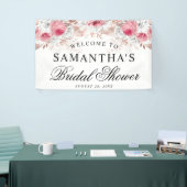 Roze en witte Floral Elegant Vrijgezellenfeest Ban Spandoek (Beurs)