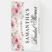 Roze en witte Floral Elegant Vrijgezellenfeest Ban Spandoek (Verticaal)