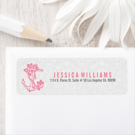 Roze en witte Floral Etiket (Insitu)